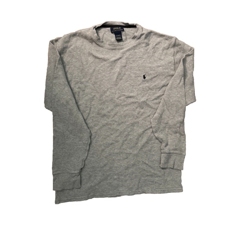Polo Ralph Lauren Men's Waffle Knit Thermal Crewneck Shirt Light Grey Size Large